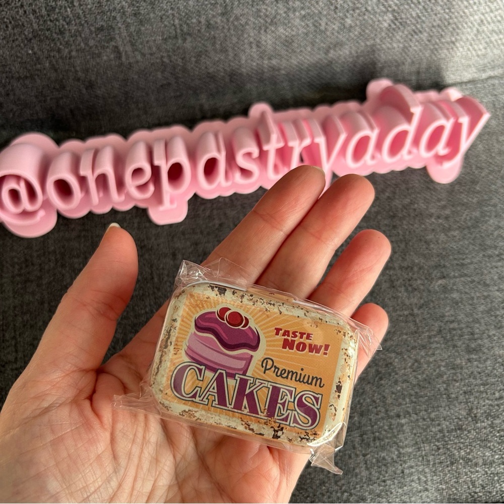 Adorable “Taste Now! Premium CAKES!” Mini Travel Tin, Pill, Gift Box, Yellow